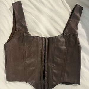 Princess Polly Brown Faux Leather Corset Top